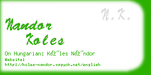 nandor koles business card